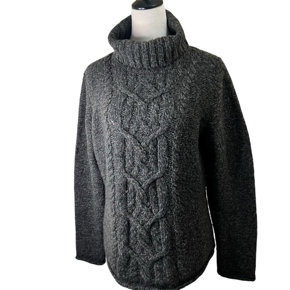 Cullen Wool Blend Cable Knit Sweater | Green Gray | Italian Yarn | Women’s M/L